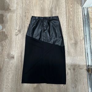 Leather/fabric pencil skirt